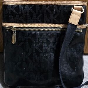 Michael Kors Black and Tan Logo Crossbody